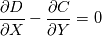 \frac{\partial D}{\partial X}-\frac{\partial C}{\partial Y}=0