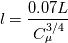 l = \frac{0.07 L}{C_\mu^{3/4}}