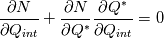 \frac{\partial N}{\partial Q_{int}} + \frac{\partial N}{\partial Q^*} \frac{\partial Q^*}{\partial Q_{int}} = 0