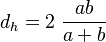 d_h = 2 \; \frac{a b}{a + b}